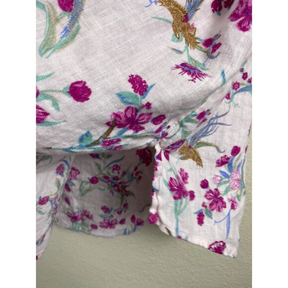 Charter Club Womens Linen Plink Floral Button Up Top Size Small Long Sleeve Boho - Picture 11 of 14